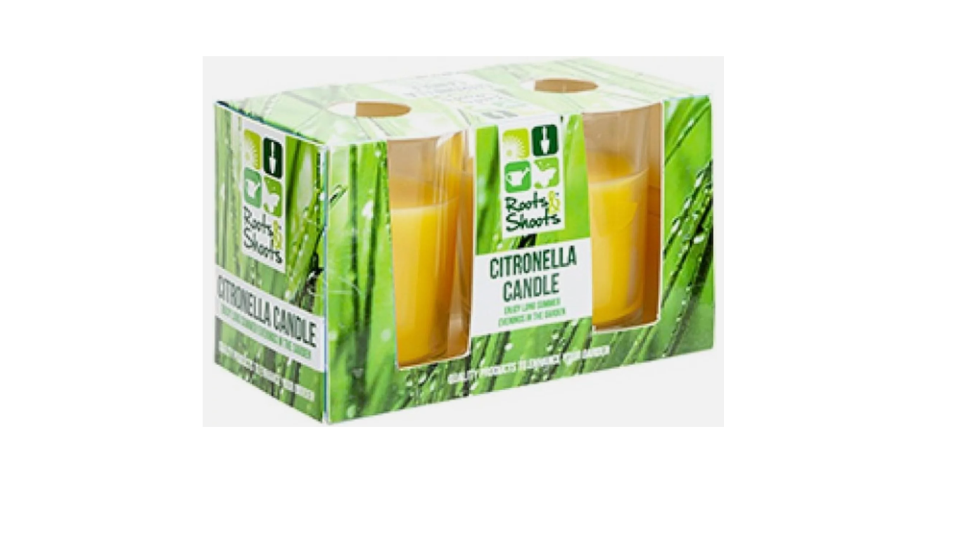 Citronella 2 x Candles in Glass Jars Outdoor Use 20 Hours Burn Time