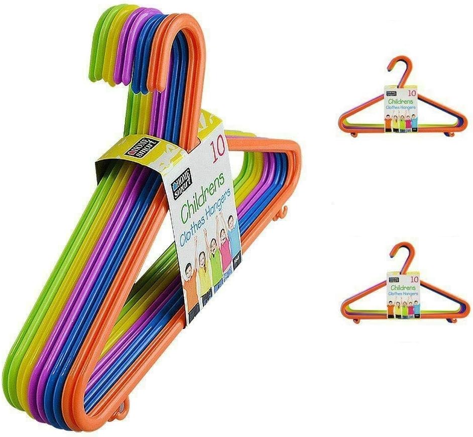 Pack of 20 Children's Hangers Multi Coloured Plastic Hangers 29cm x 17cm