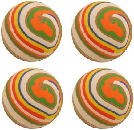 4 x Stripy Pattern Hard Sponge Rubber Hi-Bounce Ball