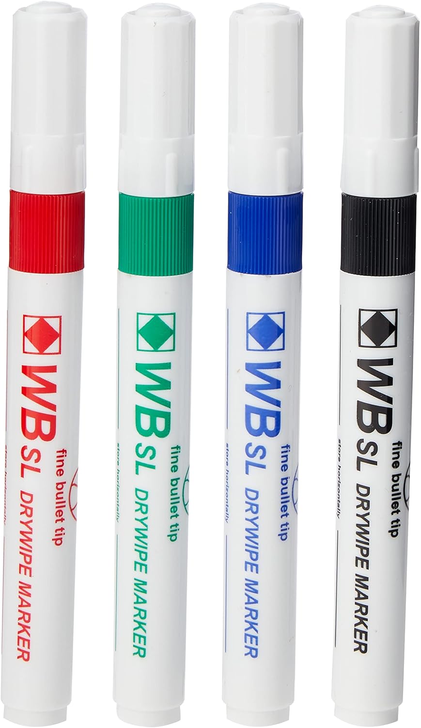 WB SL Dry Wipe Marker with Fine Bullet Tip - Assorted (Pack of 4)
