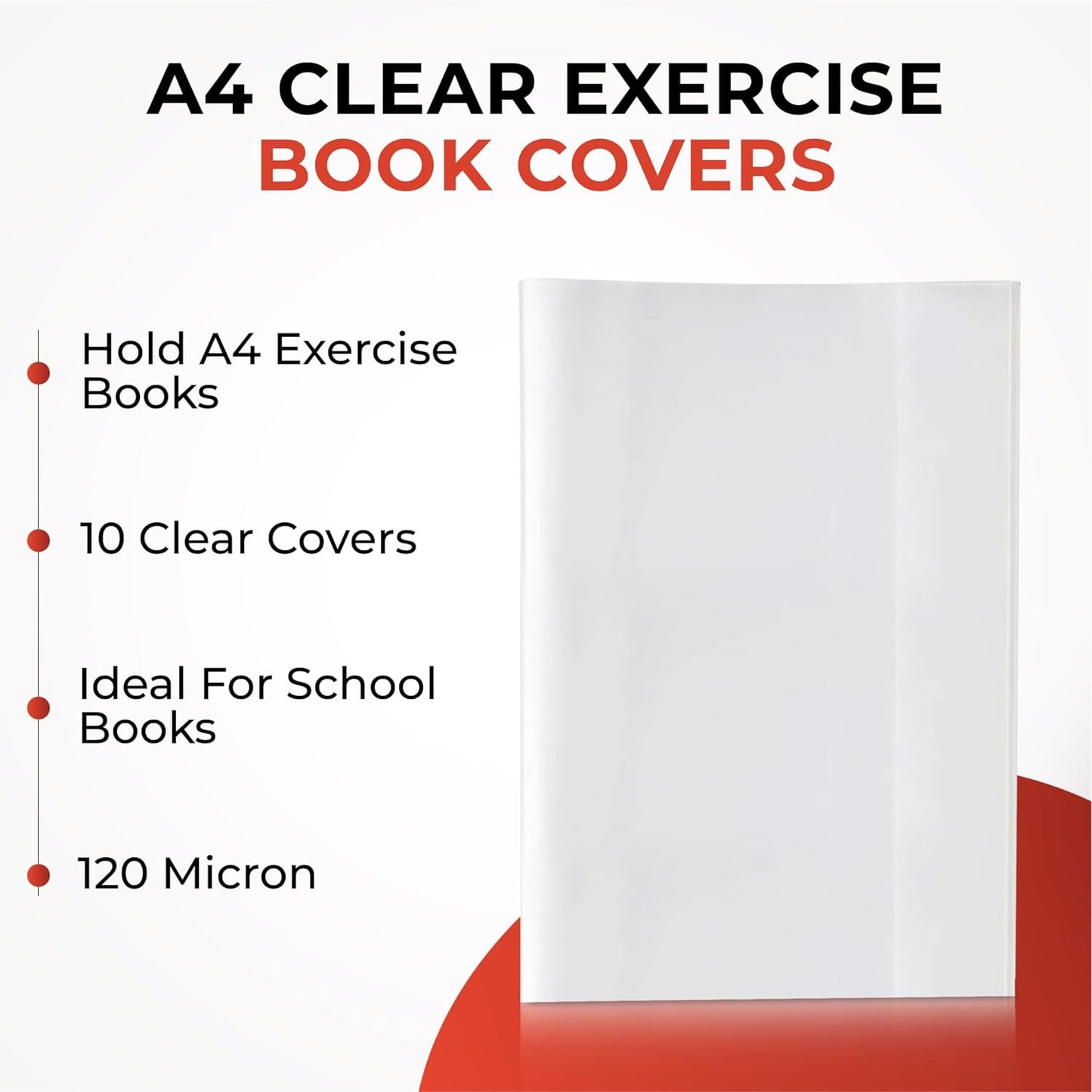 Pack of 10 A4 Clear Exercise Book Covers