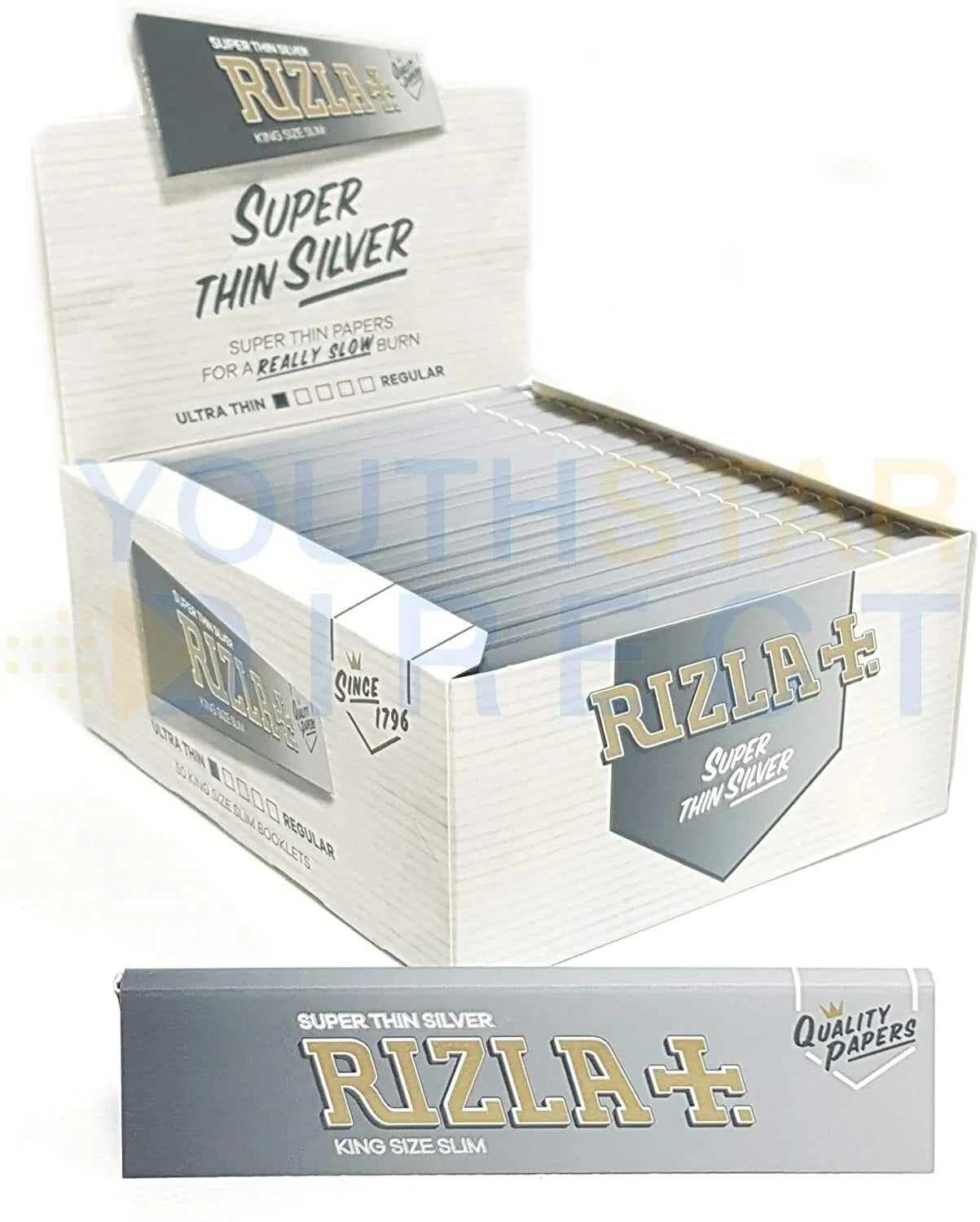 RIZLA SILVER KING SIZE SLIM ULTRA THIN CIGARETTE SMOKING ROLLING PAPERS ORIGINAL