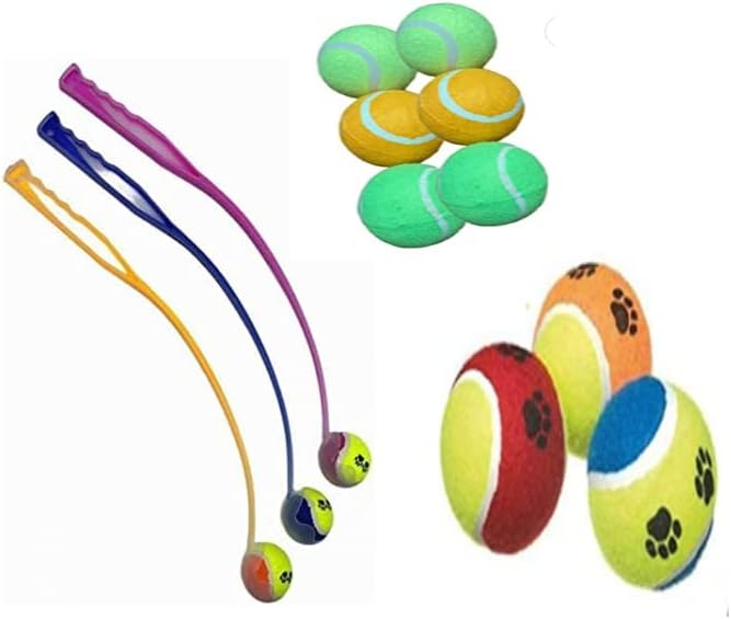 4 Tennis Balls & Ball Launcher For Dogs Pet Puppy