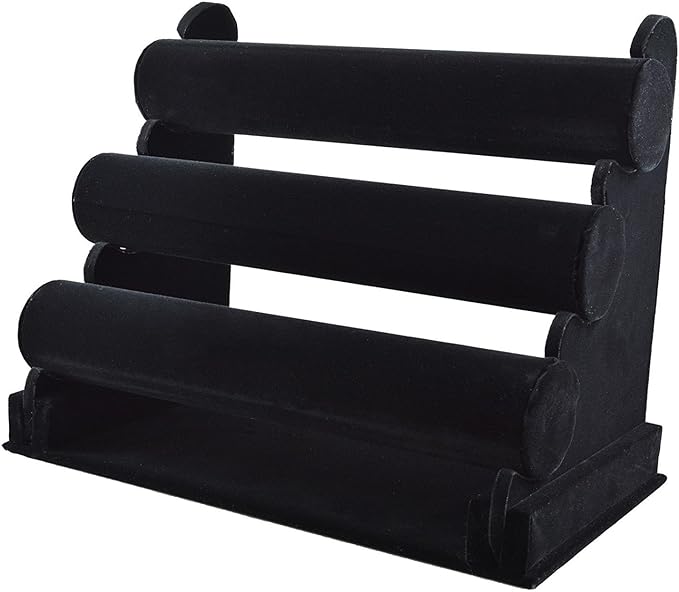 3 Tier Black Velvet Bangle Watch Bracelets Jewellery Display Stand