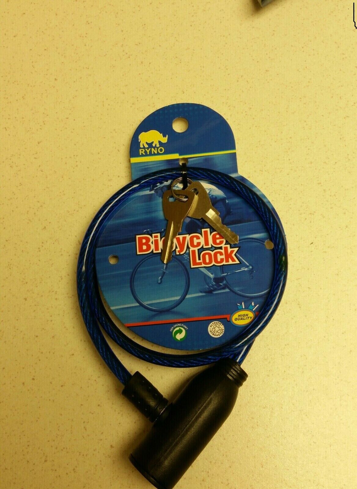 BICYCLE CABLE LOCK BIKE SECURITY LOCK CHAIN WITH 2 Keys RANDOM COLOUR