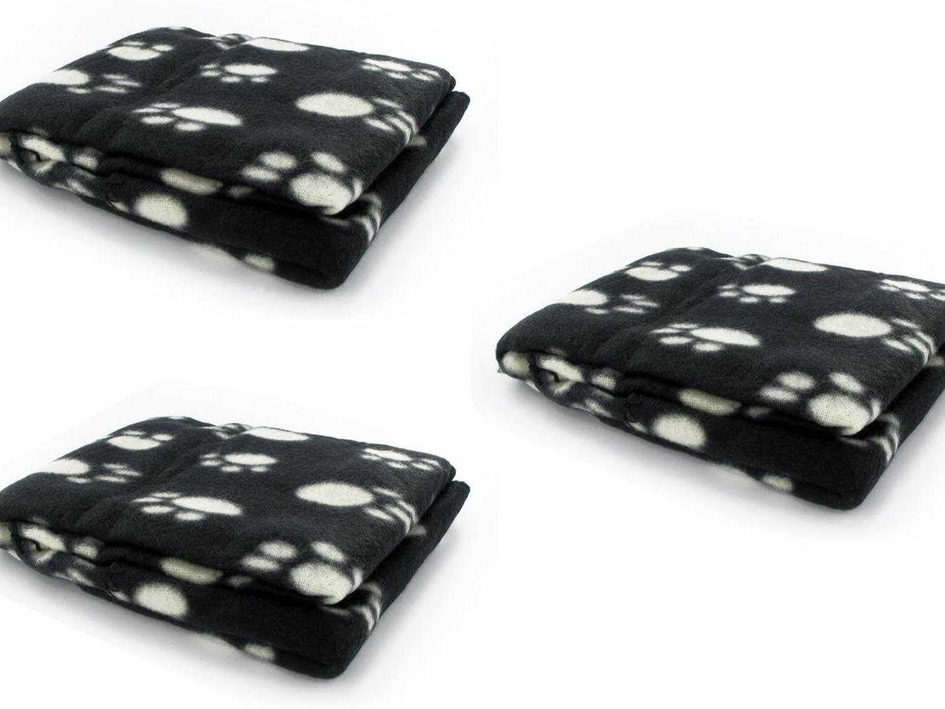 3 x Black Soft Fleece Warm Pet Dog/Cat Bed Blankets