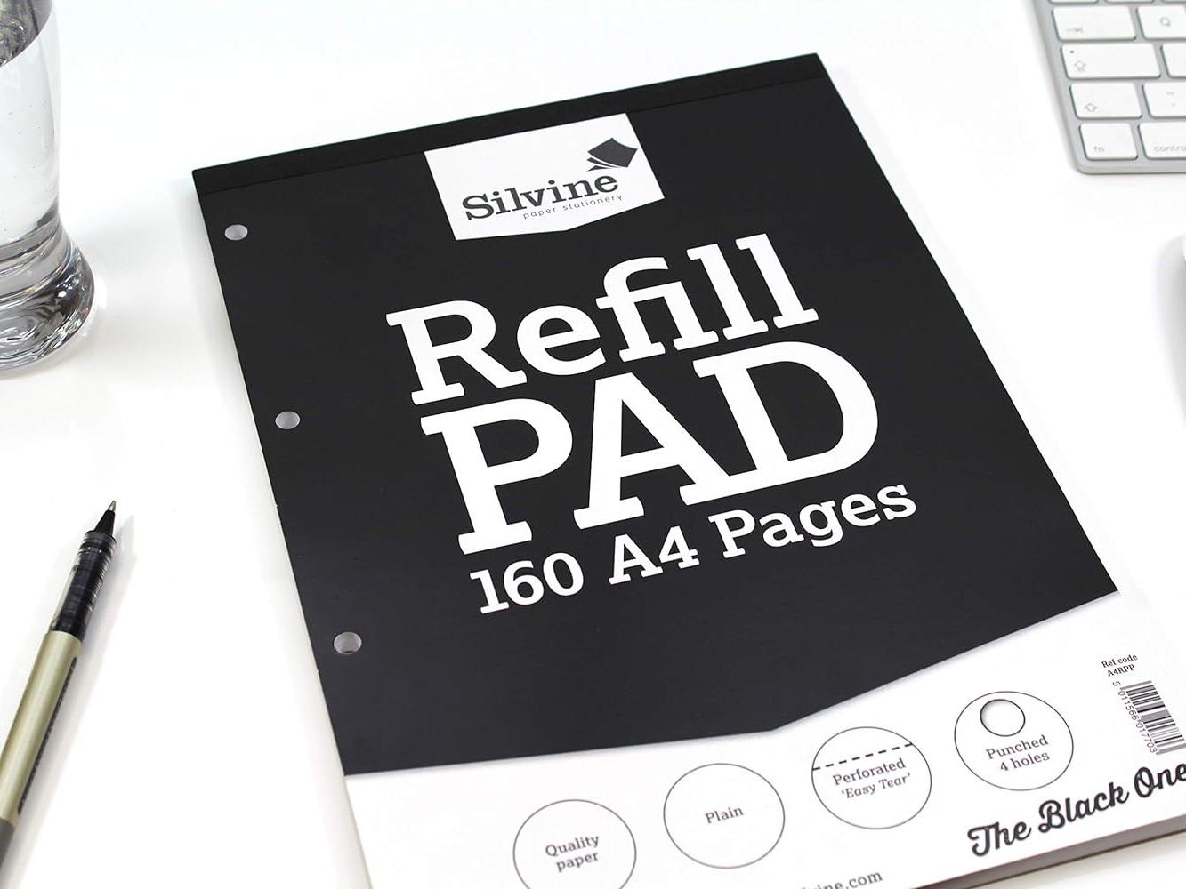 2x Silvine 160 Page A4 Refill Pad, Head Bound and Punched 4 Holes.