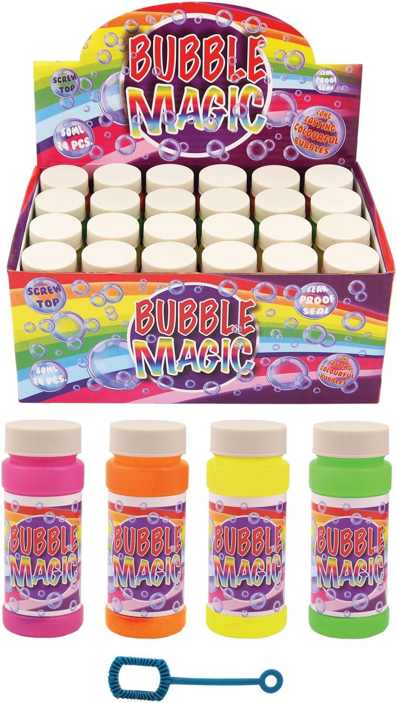24 X BUBBLE MAGIC BUBBLES 60 ML DIFFERENT COLOURED