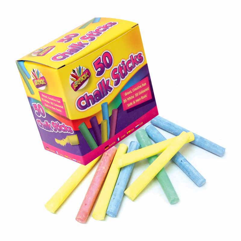 ARTBOX 50 Mixed White & Coloured Chalks (3201)