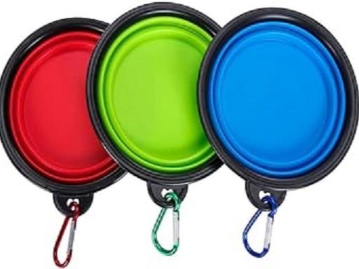 1X Collapsible Travel Dog Water Bowl with Carabiner Clip