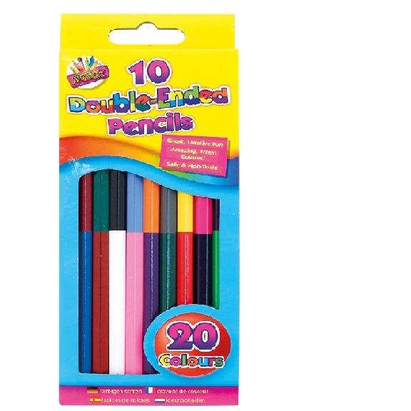 10 Double Ended Colouring Pencils, Various, 200mm by 77mm by 8mm