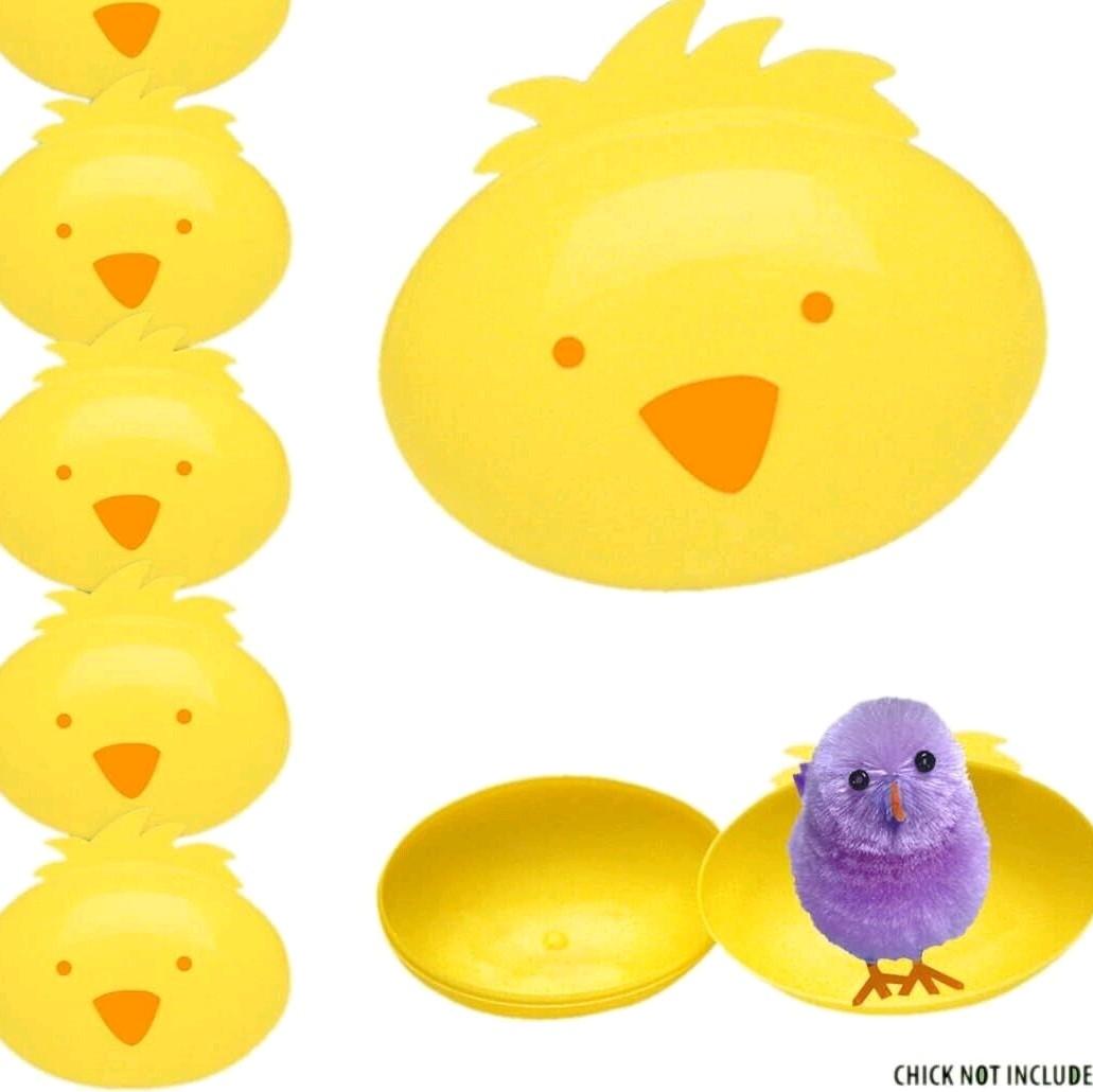 12 Yellow Plastic Cute Chick Eggs Fillable Easter Hunt Game Suprise