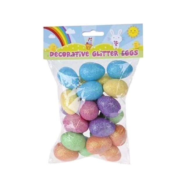1 Pack Of 22 Easter Glitter Eggs Decorations