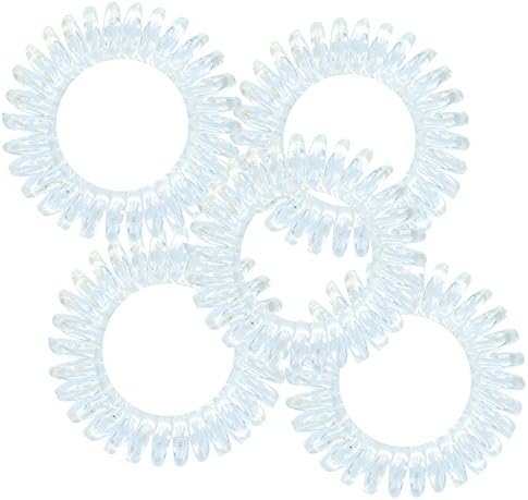 Pack of 5 Plastic Spiral Hair Bobbles -Clear