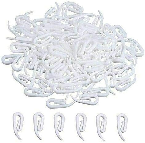 200 PCS CURTAIN HOOKS WHITE PLASTIC