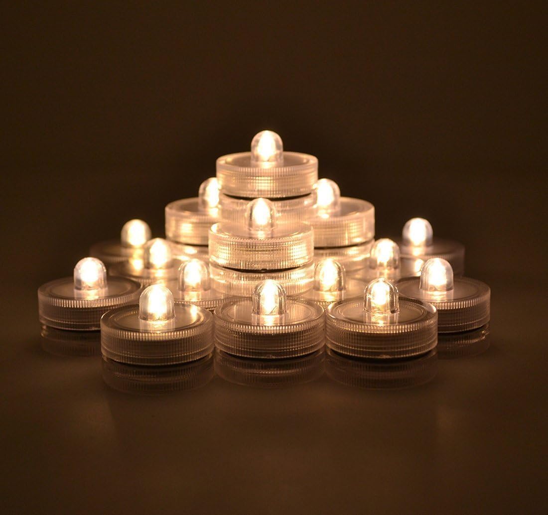 6 Piece Waterproof Submersible White LED Tea Lights