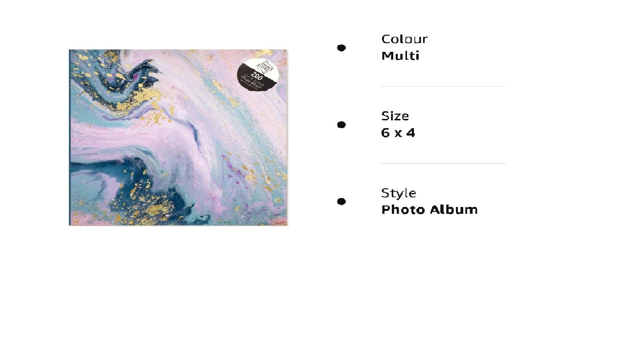 Abstract Marble Swirl 6x4 Photo Album Memo Slip in Holds 200 Photos
