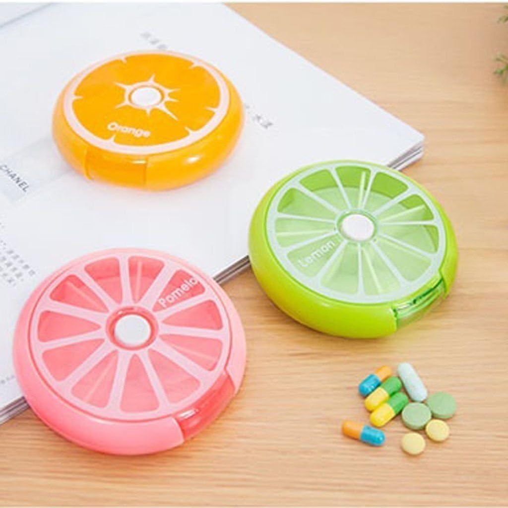Round Mini 7-Day Medicine Supplements Pill Box Case