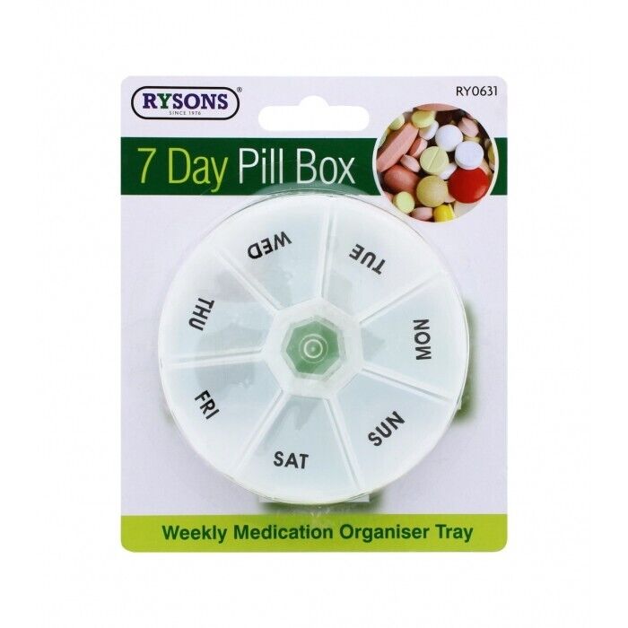 7 Day Pill Box Weekly Medicine Organiser Tray/Box Round Pill