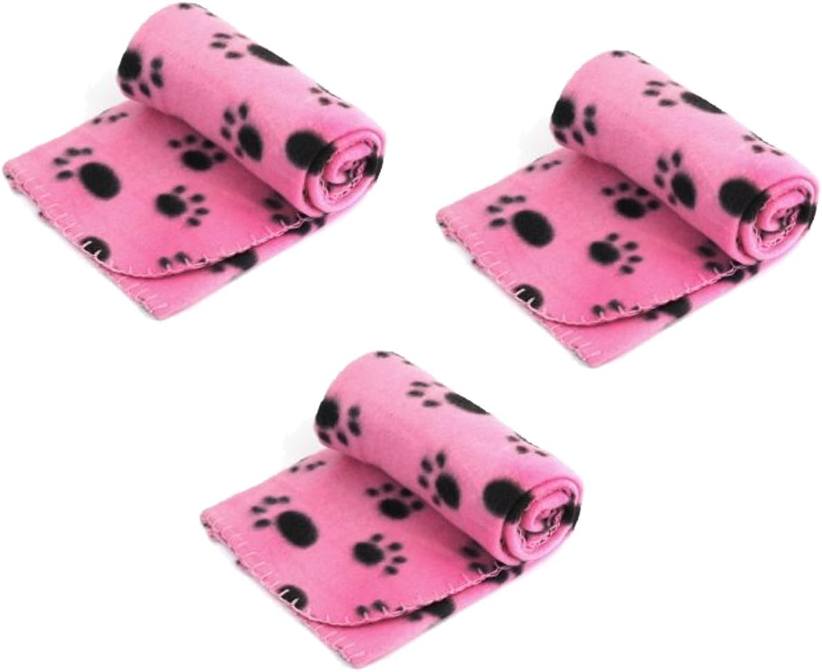 3 x Pink Soft Fleece Warm Pet Dog/Cat Bed Blankets
