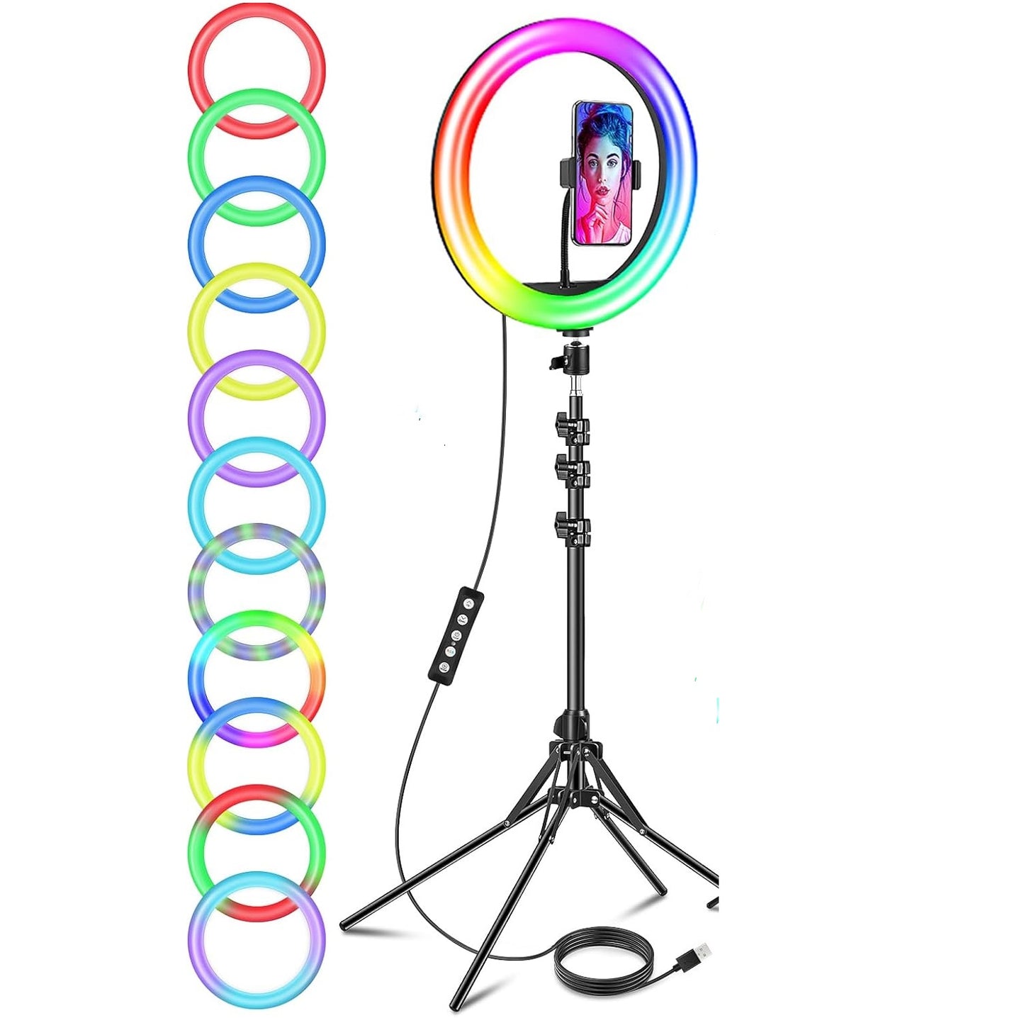 12'' RGB Ring Light with Tripod Stand Tall 177cm/70''