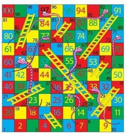 Paper Sheet Mini Snakes And Ladders Game 8cm / 3Inch x 6.5cm / 2.5Inch