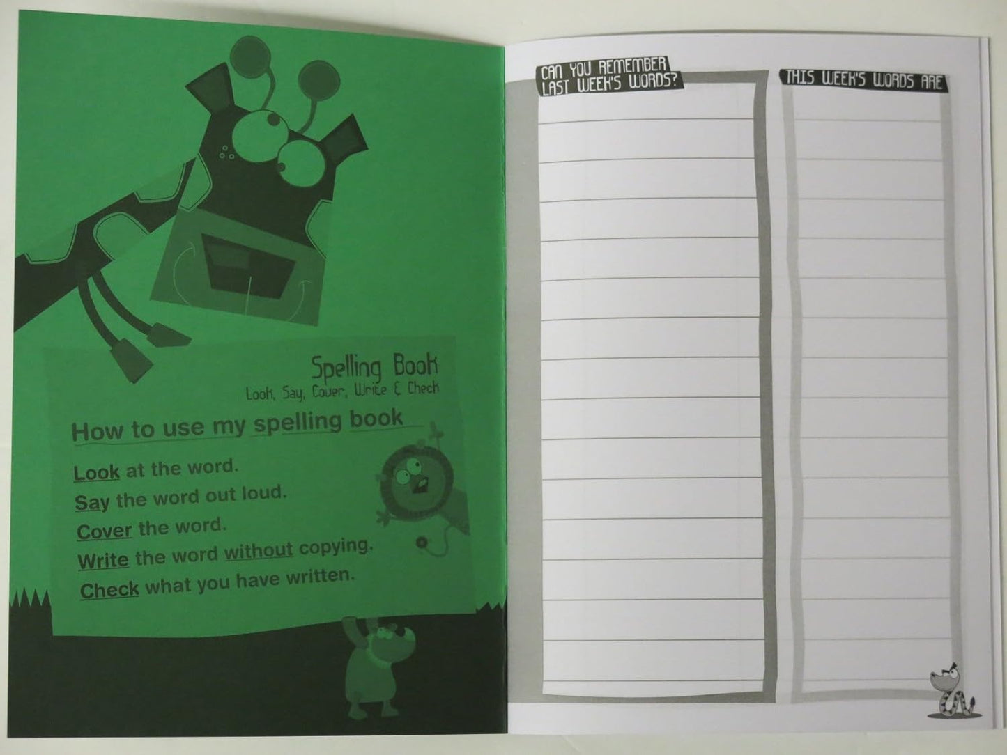 A5 spelling book - green cover