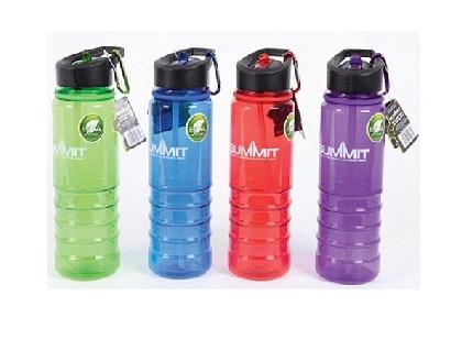 700ML WATER BOTTLE W/FOLDING STRAW 4ASST CLRS W/CARABI