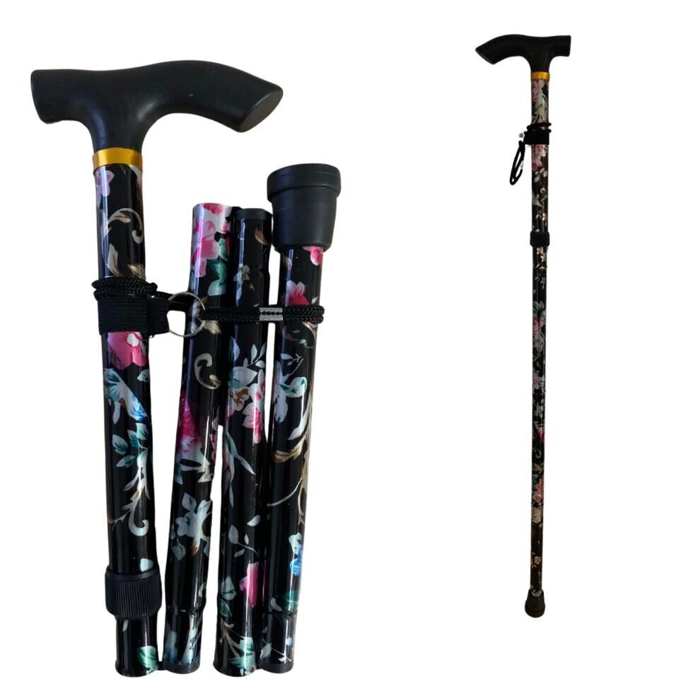 Walking Stick Easy Fold Adjustable Cane Lightweight Collapsible Sticks