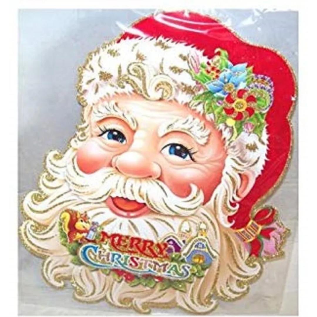 Christmas Wall Decorations Santa Reindeer Card Decorations With Glitter (9730)