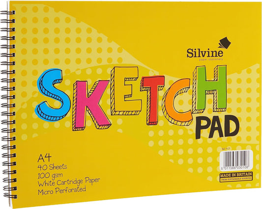 A4 Wirebound Sketch Pad - 40 sheets of 100gsm Smooth White Cartridge Paper (210 x 297mm), 407
