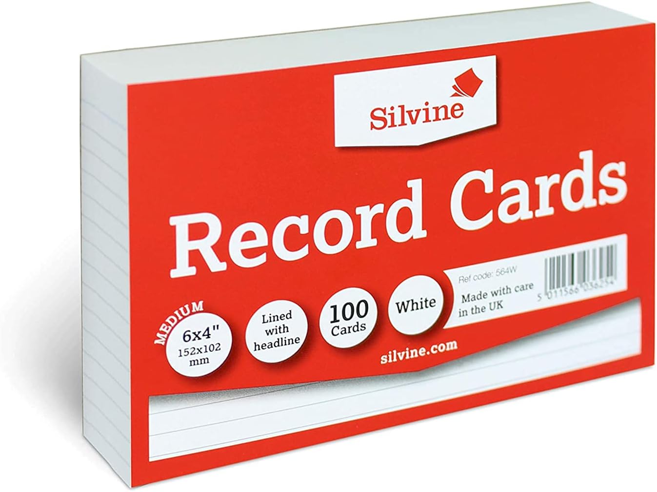 Record Card Bulk Pack of 500 | 5 x 100 6x4” White Lined with Headline Record Cards – Size Medium 152 x 102mm – A6