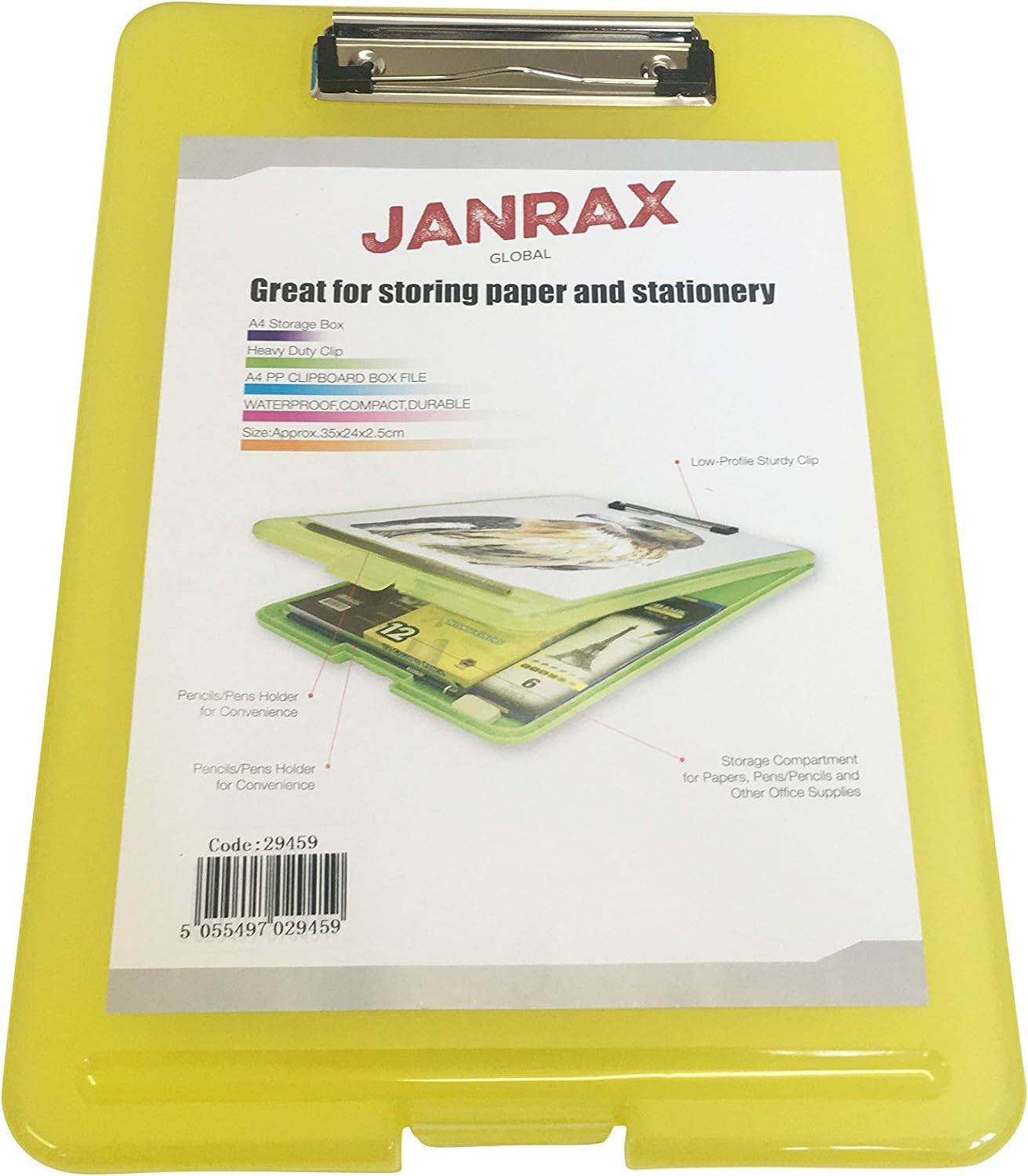 Janrax A4 Clipboard Box File - Storage Filing Case