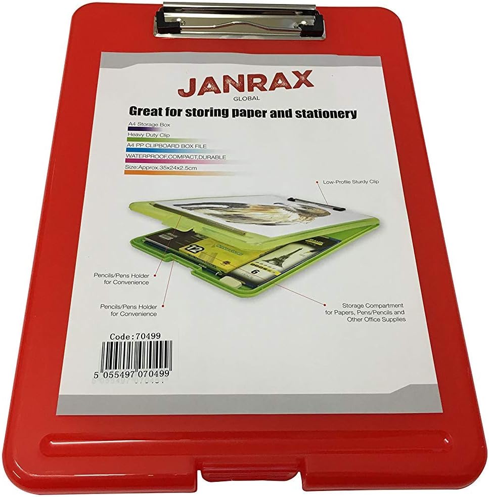 Janrax A4 Clipboard Box File - Storage Filing Case