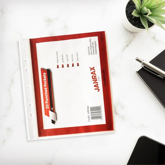 Pack of 20/100 A5 Glass Clear Punched Pockets