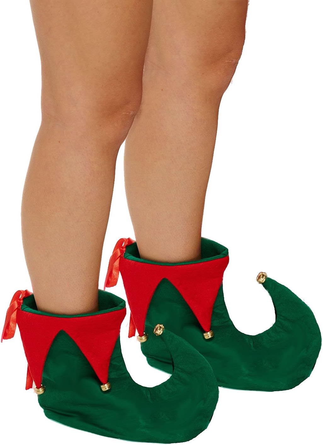 Santas Helper/ Elf Costume Slipper Boots Shoes Bells Xmas