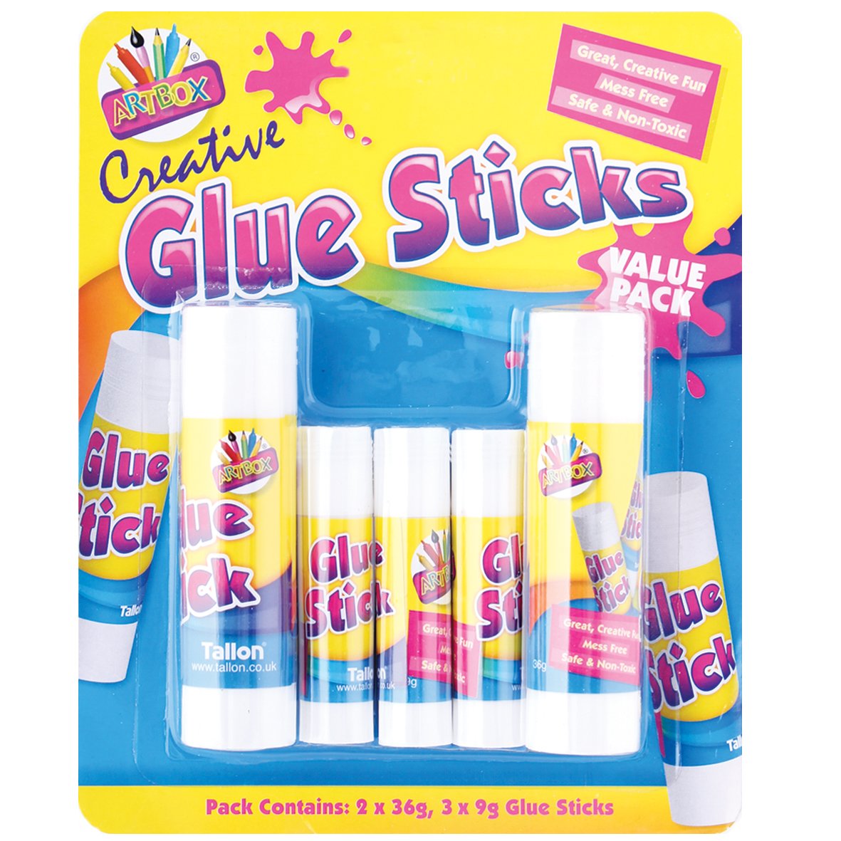 ARTBOX Glue Stick (Pack of 5), Multi-Coloured