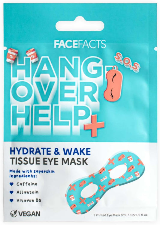 Face Facts Hangover Help Printed Eye Mask | Hydrate & Wake | 1 Mask