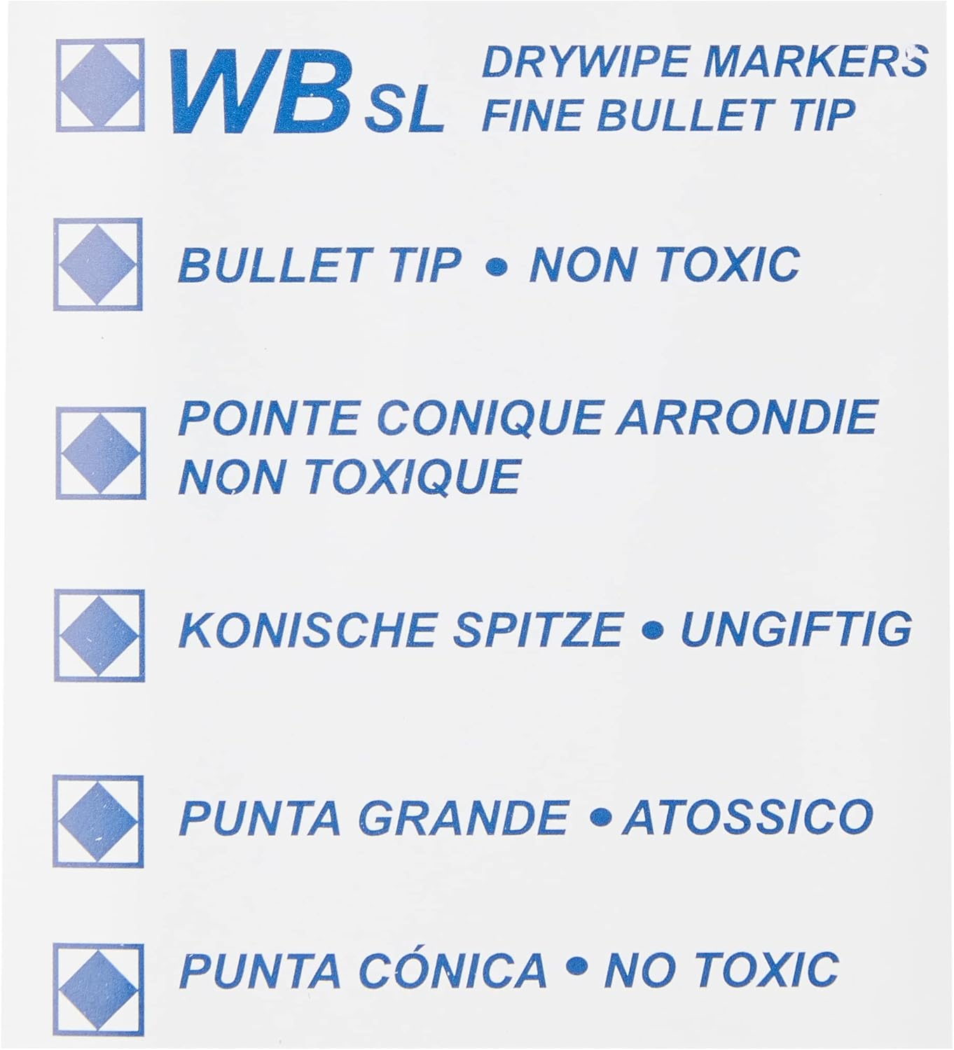 WB SL Dry Wipe Marker with Fine Bullet Tip -  Assorted (Pack of 4)