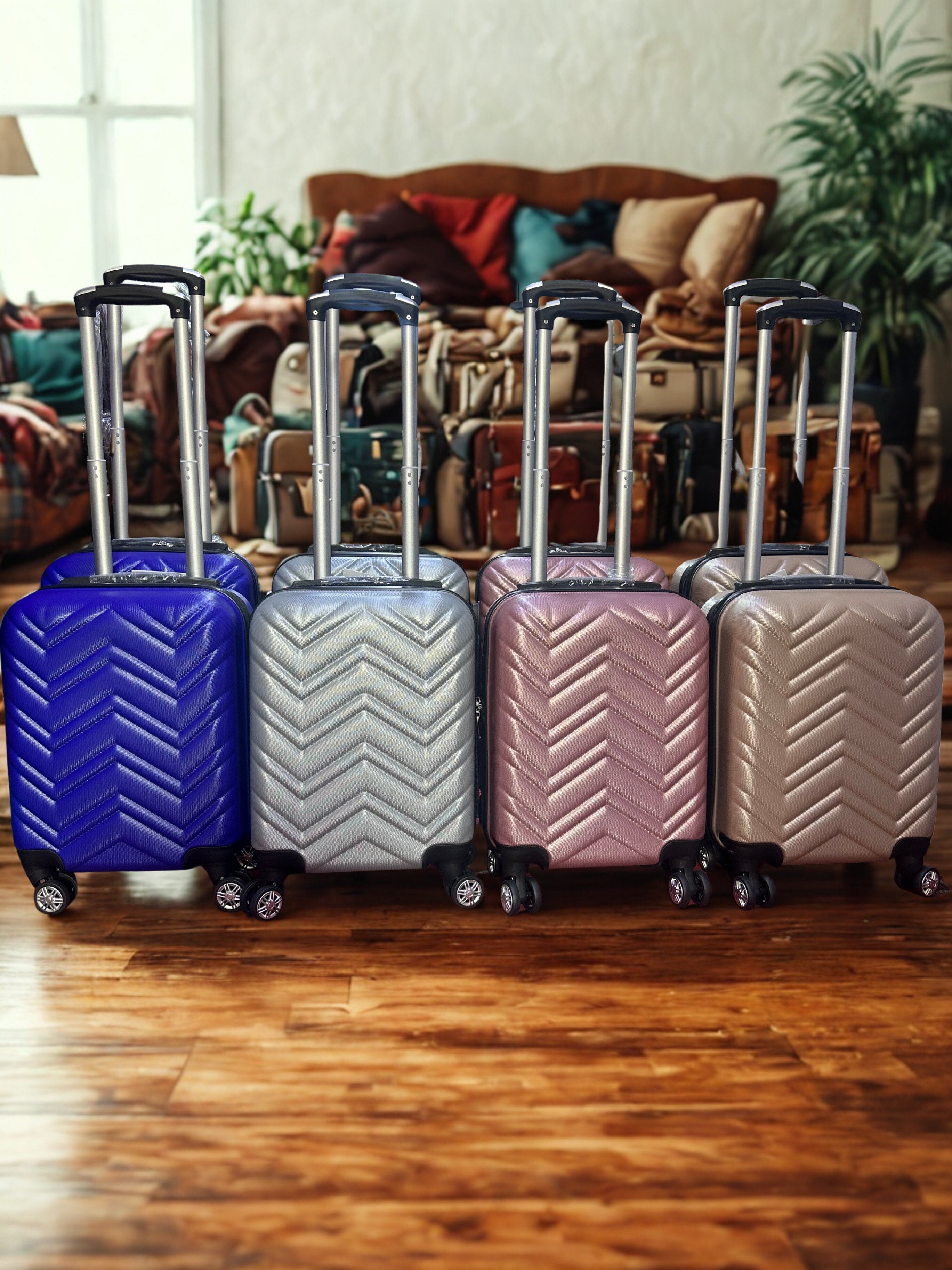 Glossy ZigZag Cabin Suitcase/Luggage – 16 Inch (20x30x40) Hard Shell with 360° Detachable Spinner Wheels