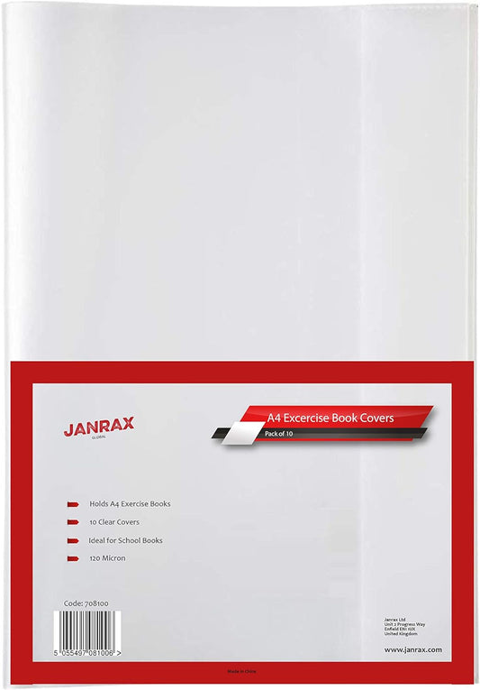 Pack of 10 A4 Clear Exercise Book Covers