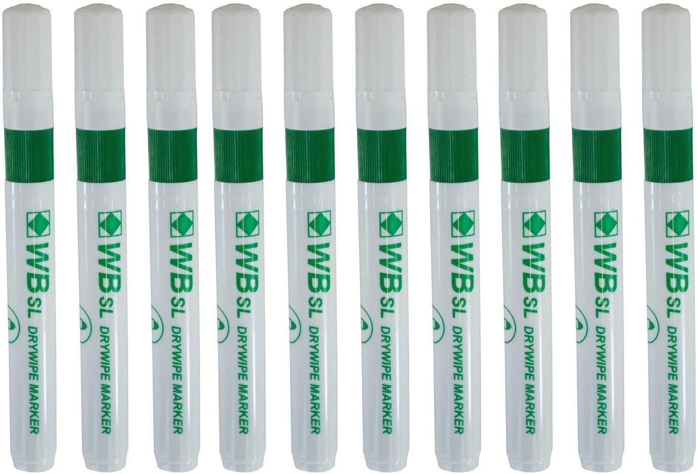Whiteboard Drywipen Markers x 10 (PC) Bullet Tip Gree