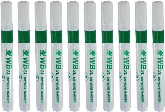 Whiteboard Drywipen Markers x 10 (PC) Bullet Tip Gree
