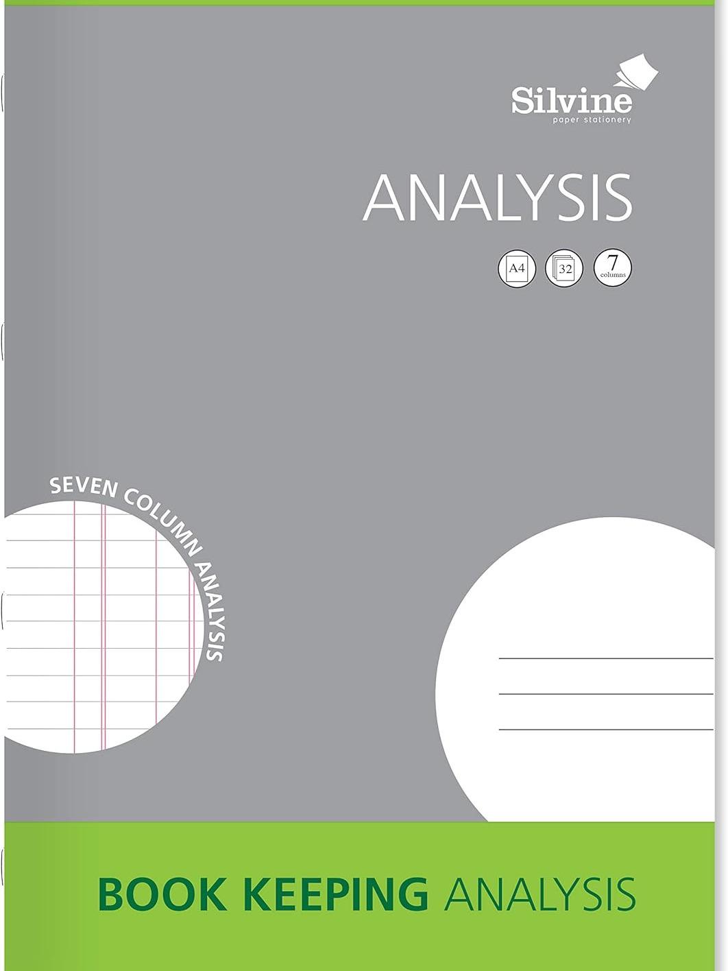 A4 Book Keeping Analysis, 32 Pages Printed 'Analysis' 7 Columns - Ref SJA4A-P [Pack of 6]