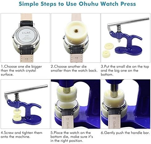 WATCH BACK CLOSER WATCHMAKER PRESS SET REPAIR TOOL PLASTIC CASE CRYSTAL GLASS