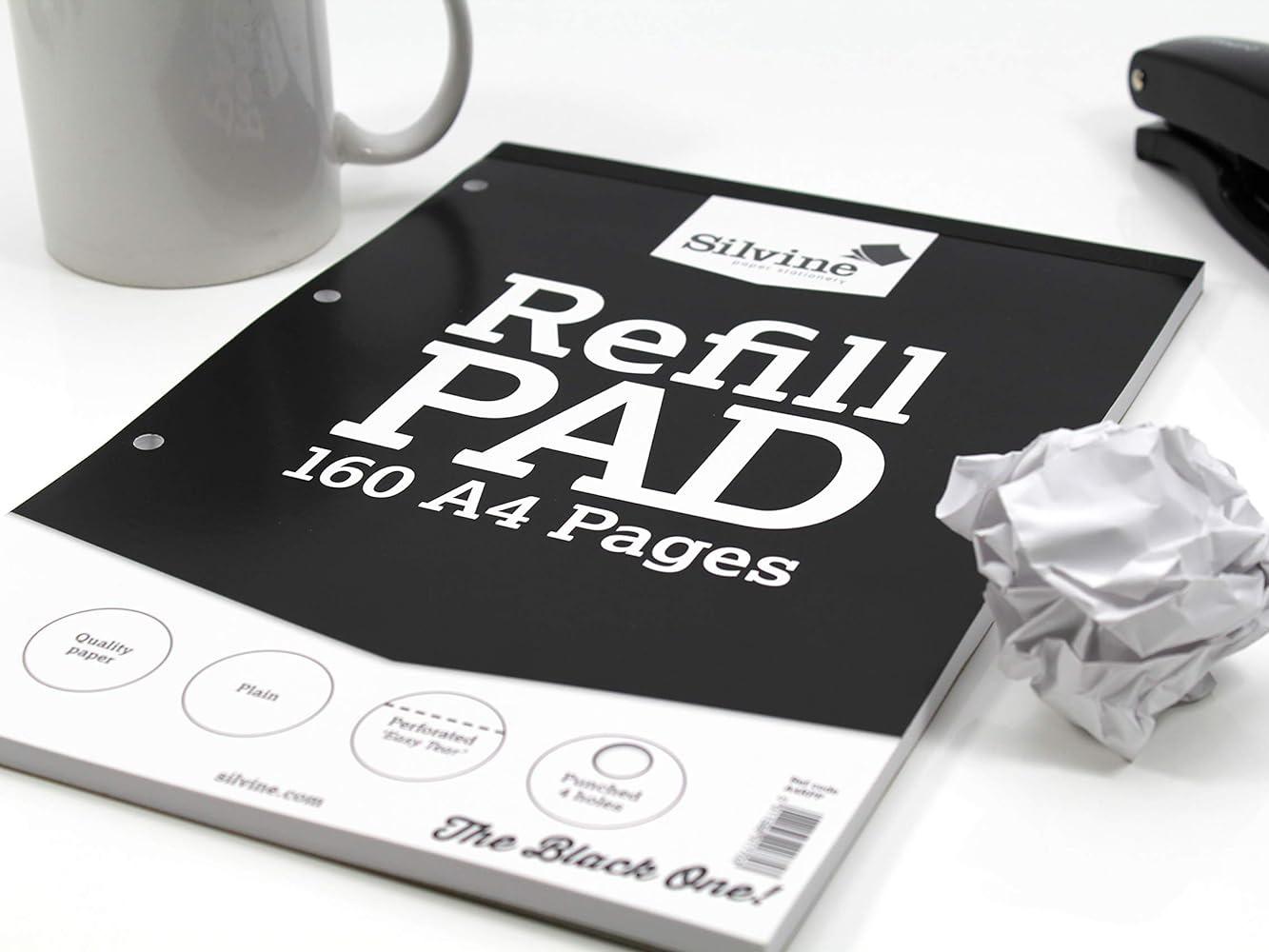 2x Silvine 160 Page A4 Refill Pad, Head Bound and Punched 4 Holes.