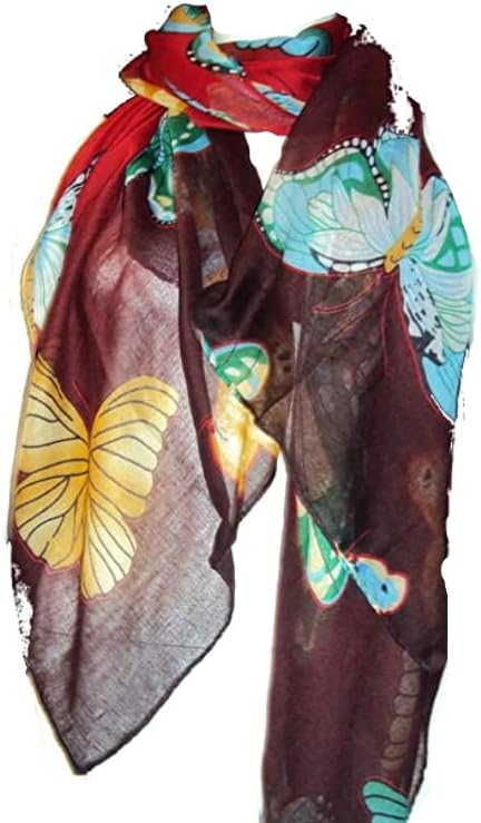 Women Ladies Long BUTTERFLY Print Neck Scarf Shawl Wrap
