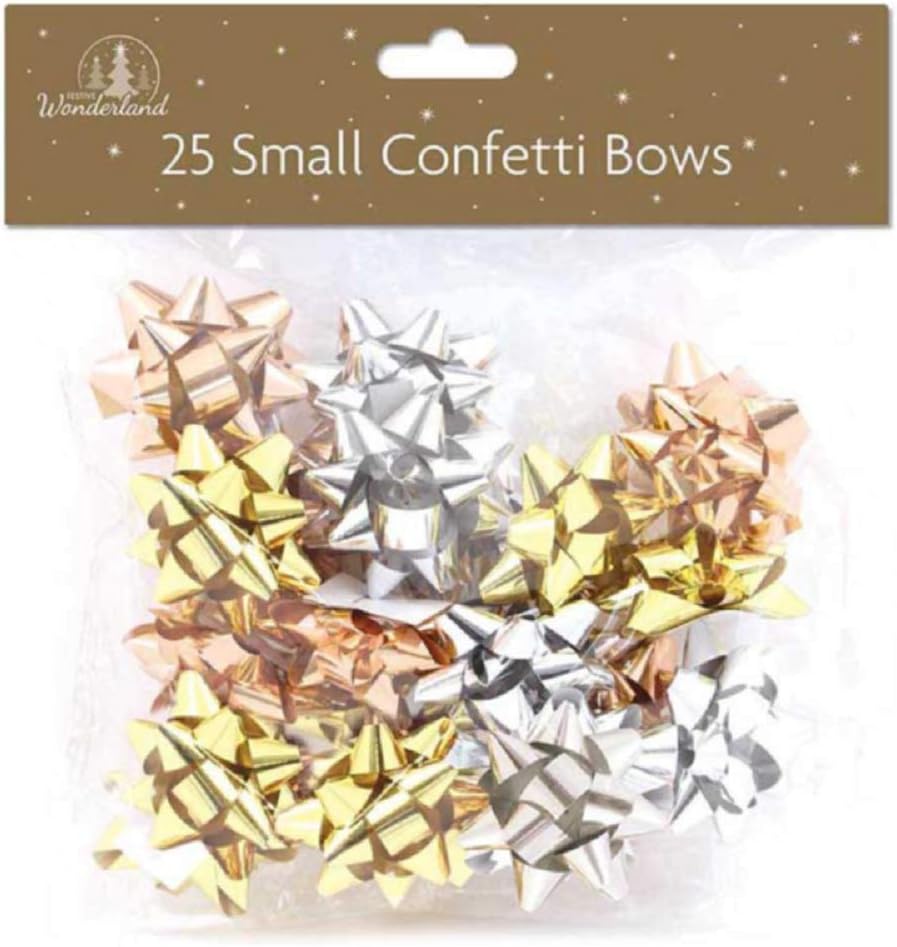 Christmas Bows, Silver, Rose Gold, 3cm