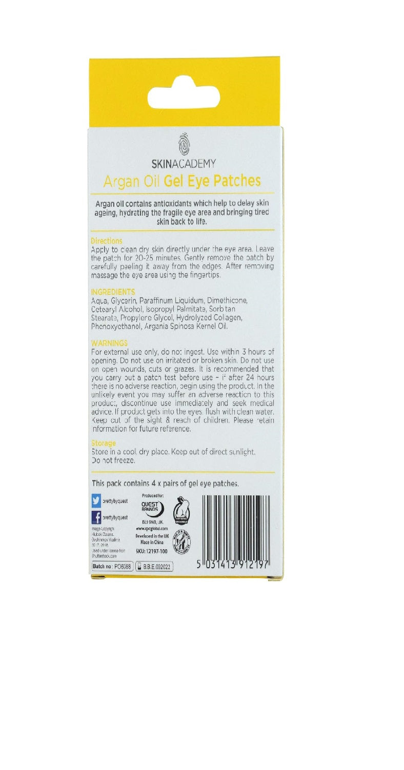 Smooth Argan Oil GEL EYE PATCHES - Hydrates skin, Delays Ageing | 4 Treatments