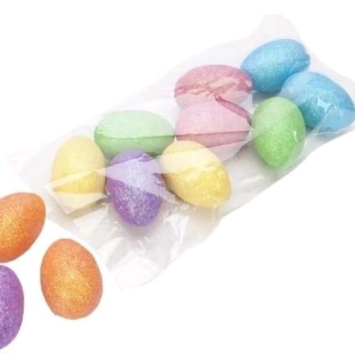1 pack of 10 Foam Glitter Eggs Easter Decorations